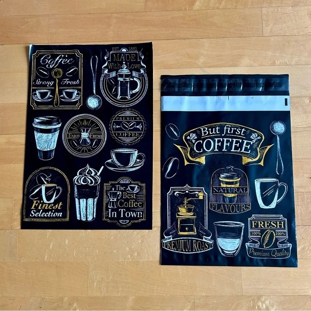 10 Count - Variety Bundle of 10 x 13 Polymailers (BOOKS + BUT FIRST, COFFEE)